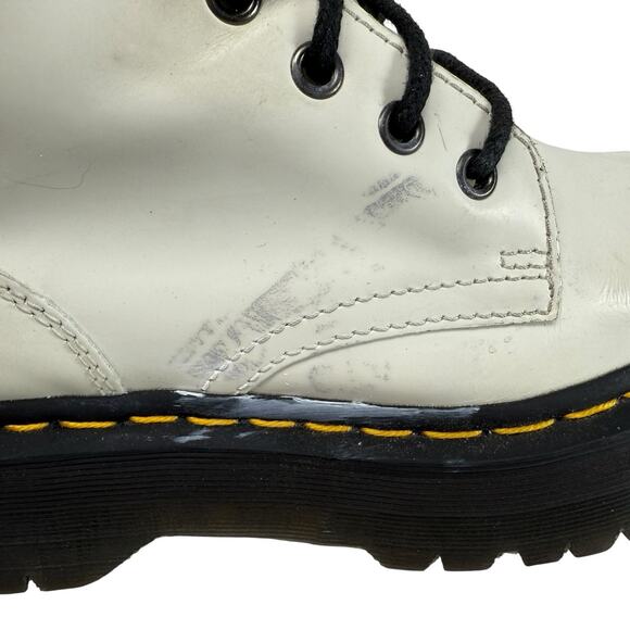 Dr Martens Jadon Chunky Platform Combat Boots Leather White Smooth Women Size 6 - Picture 3 of 11